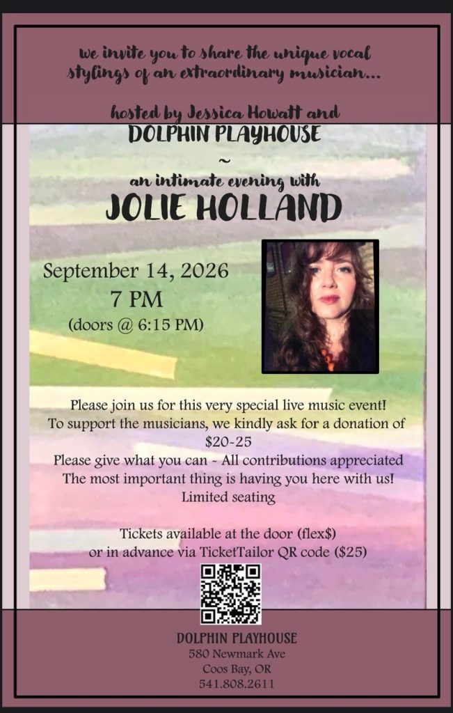 Jolie Holland with Max Knouse at The Dolphin Playhouse in Coos Bay, Oregon on September 14, 2026